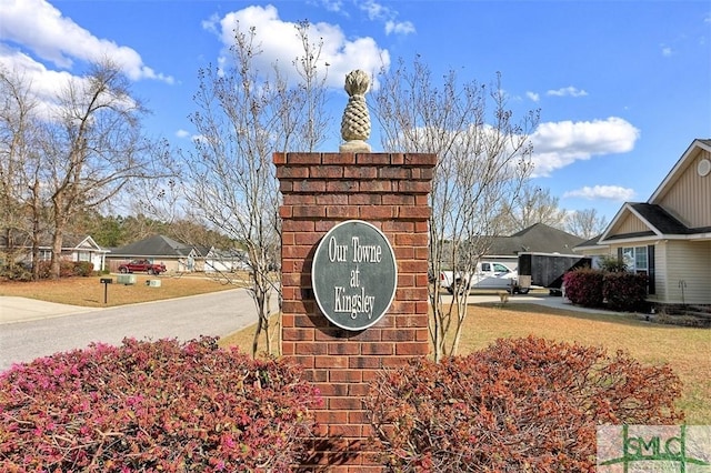 view of community sign