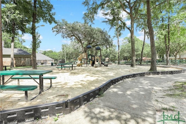 view of property's community featuring playground community