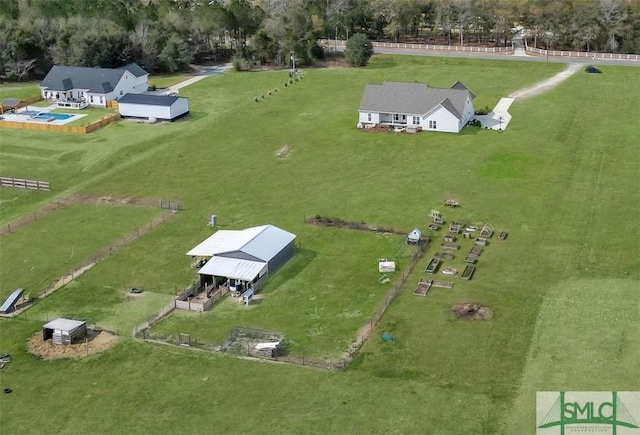 bird's eye view with a rural view