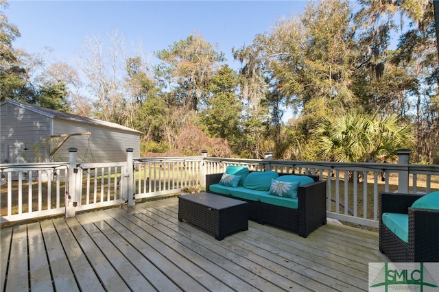 deck with an outdoor living space