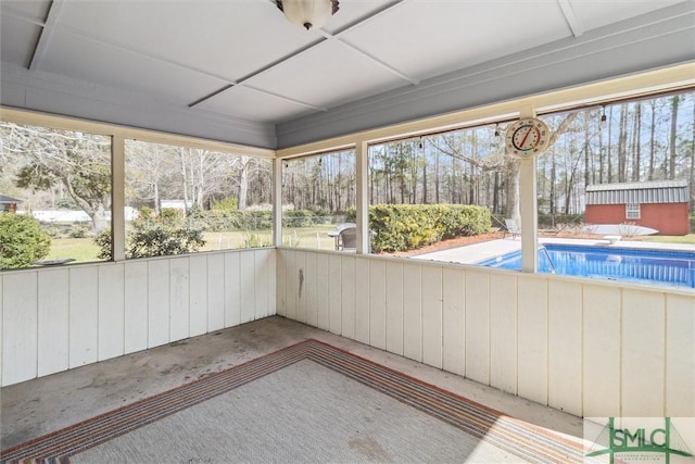 view of unfurnished sunroom