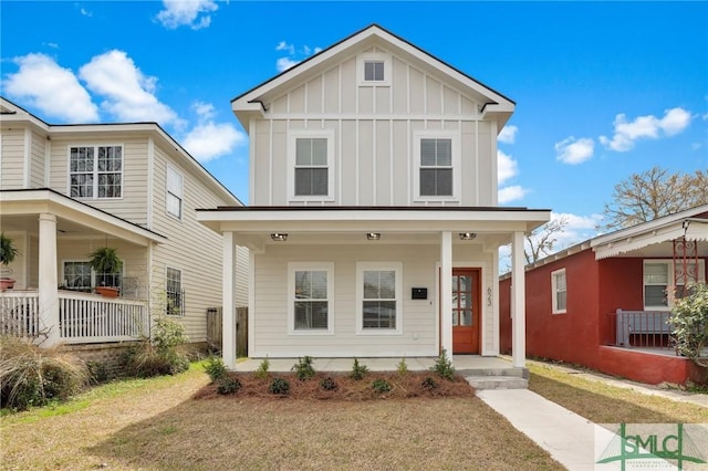 view of front of property featuring a porch and board and batten siding