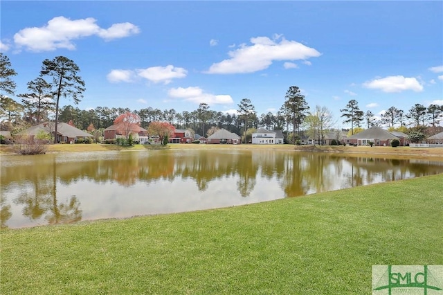 view of water feature with a residential view