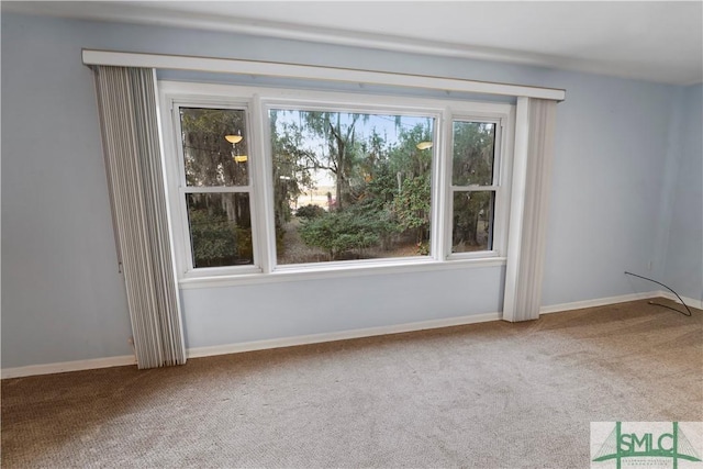 spare room featuring baseboards and carpet floors