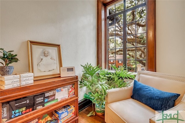 sitting room featuring wood finished floors