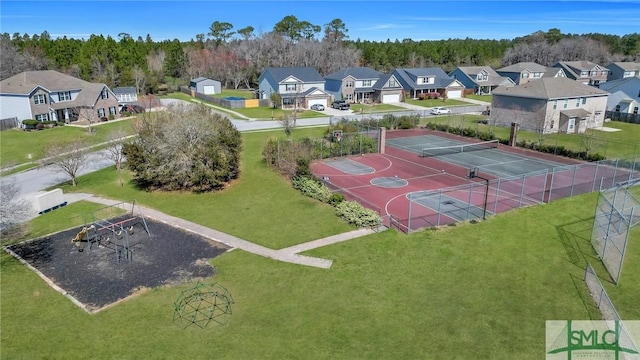 aerial view with a residential view