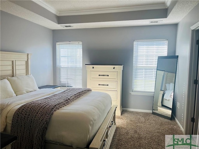 270 Lancaster Way, Richmond Hill, GA 31324 - carpeted bedroom featuring visible vents, a raised ceiling, baseboards, and ornamental molding