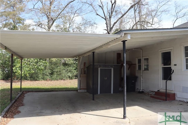 view of patio / terrace with an attached carport and entry steps