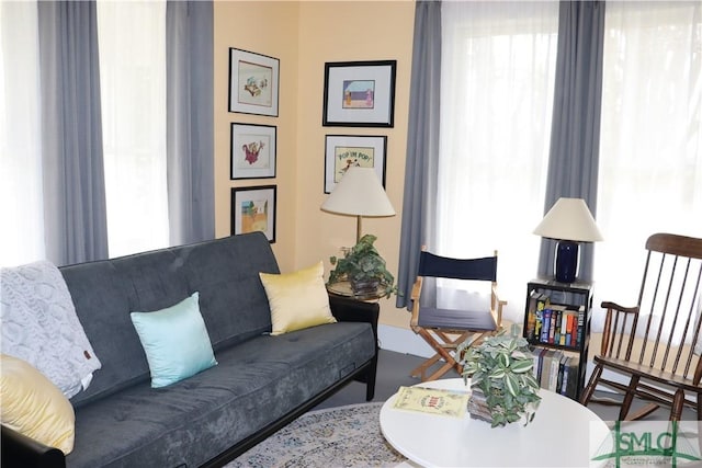 living room with plenty of natural light