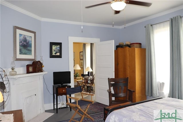 bedroom with crown molding