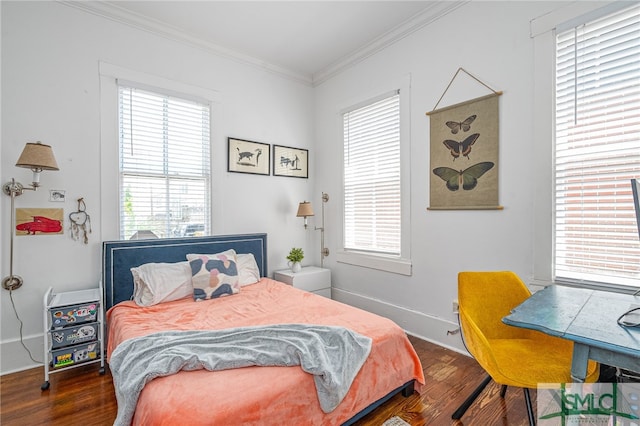 2210 Bull St, Savannah, GA 31401 - bedroom featuring multiple windows, wood finished floors, baseboards, and ornamental molding