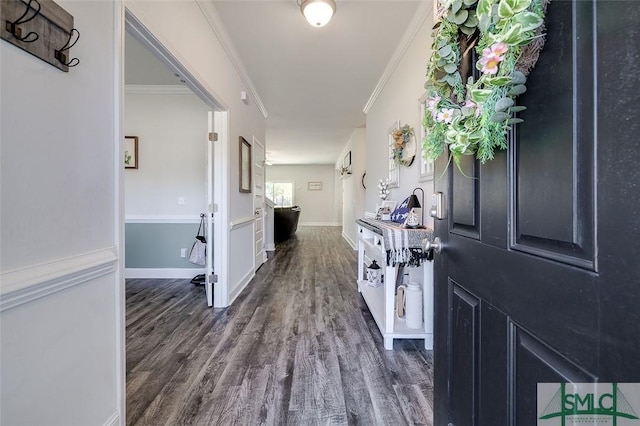 55 Saddlebrush Rd, Ellabell, GA 31308 - interior space featuring dark wood-type flooring and crown molding