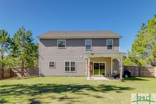 55 Saddlebrush Rd, Ellabell, GA 31308 - rear view of property with a yard, a fenced backyard, and a patio area