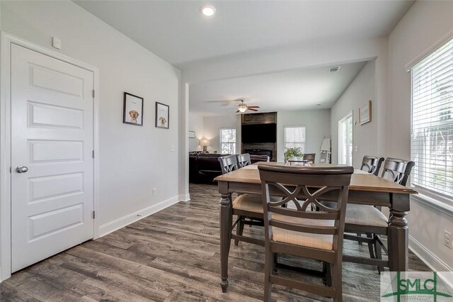 55 Saddlebrush Rd, Ellabell, GA 31308 - dining room featuring plenty of natural light, dark wood finished floors, baseboards, and recessed lighting