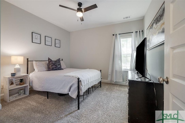 55 Saddlebrush Rd, Ellabell, GA 31308 - bedroom with visible vents, ceiling fan, and carpet floors