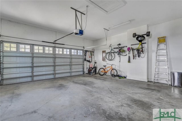 garage with a garage door opener