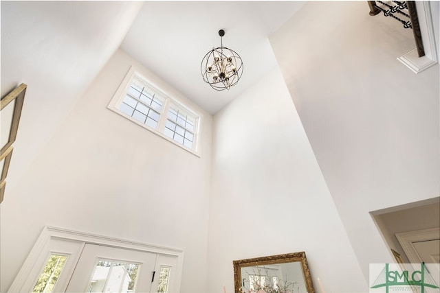 detailed view of a chandelier