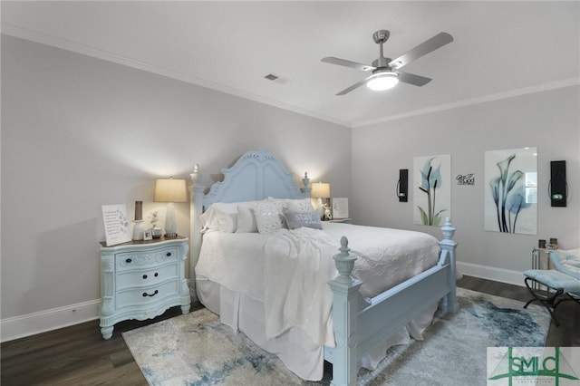 117 Hope Ln Unit A, Savannah, GA 31406 - bedroom with wood finished floors, ornamental molding, baseboards, and ceiling fan
