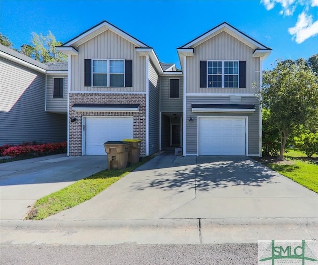 30 Walker Ct, Richmond Hill, GA 31324 - traditional-style house with brick siding, driveway, an attached garage, and board and batten siding