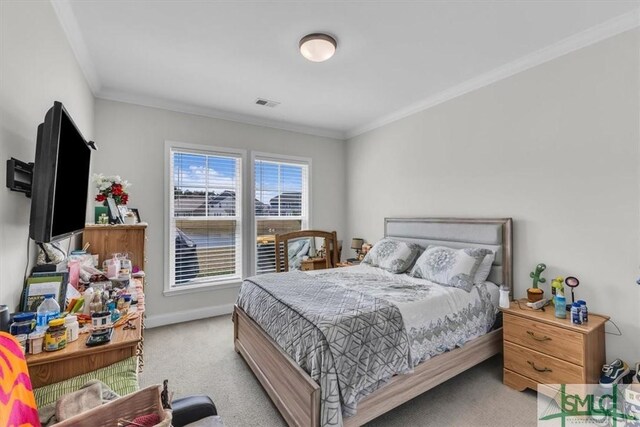 52 Shoefstall St, Port Wentworth, GA 31407 - carpeted bedroom with baseboards, ornamental molding, and visible vents
