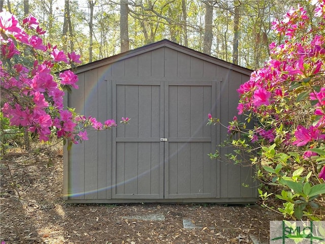 view of shed