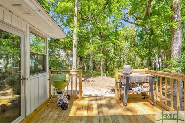 deck featuring area for grilling