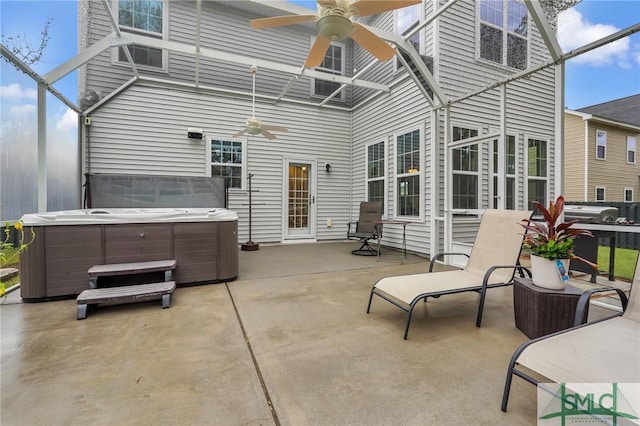 3286 Garden Hills Loop, Richmond Hill, GA 31324 - view of patio / terrace with a ceiling fan, a lanai, and a hot tub