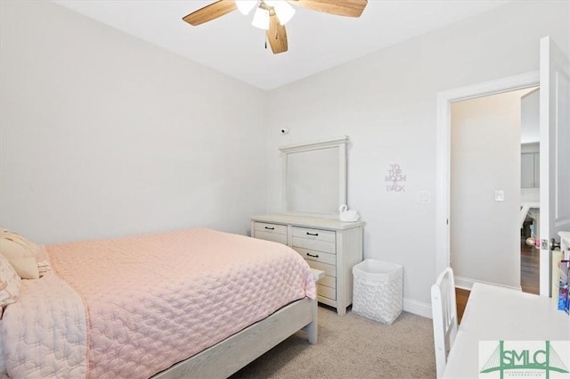 82 Rimmon Ct, Richmond Hill, GA 31324 - bedroom with baseboards, ceiling fan, and light colored carpet