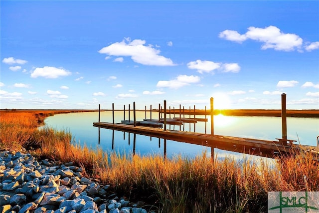 dock area featuring a water view