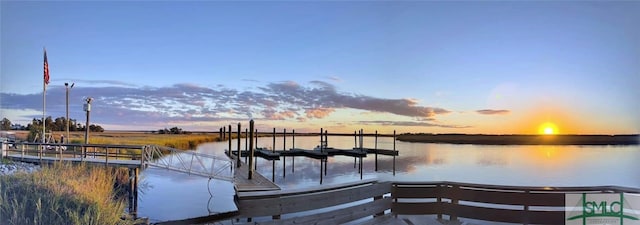 view of dock featuring a water view