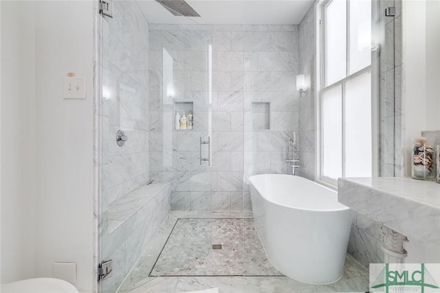 909 Howard St, Savannah, GA 31401 - bathroom with a stall shower, a freestanding bath, and visible vents