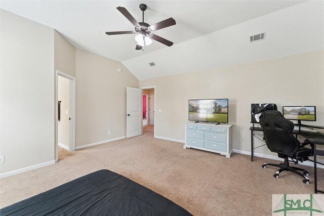 646 Red Oak Ln, Hinesville, GA 31313 - unfurnished bedroom with lofted ceiling, visible vents, and light carpet