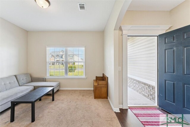 646 Red Oak Ln, Hinesville, GA 31313 - sitting room with baseboards, visible vents, and dark carpet