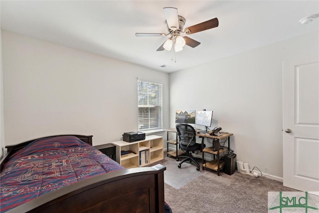 148 Spring Hill Dr, Richmond Hill, GA 31324 - carpeted bedroom with visible vents and a ceiling fan