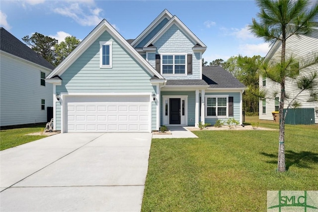 148 Spring Hill Dr, Richmond Hill, GA 31324 - view of front of property featuring driveway, a garage, and a front lawn