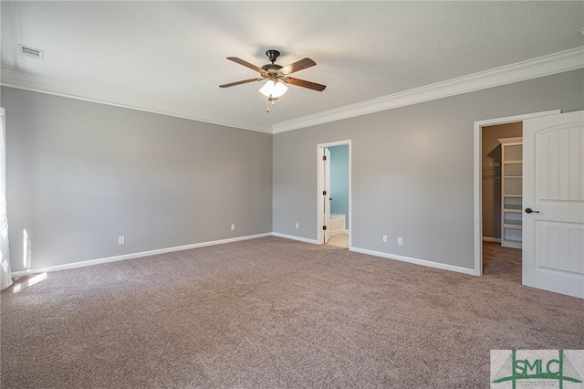 402 Walthour Dr, Rincon, GA 31326 - unfurnished room featuring crown molding, ceiling fan, carpet, and baseboards