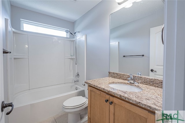 402 Walthour Dr, Rincon, GA 31326 - full bathroom featuring toilet, shower / washtub combination, vanity, and tile patterned floors