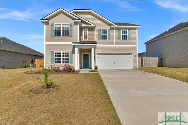 218 Herty Ln, Hinesville, GA 31313 - traditional home featuring concrete driveway, a garage, and cooling unit