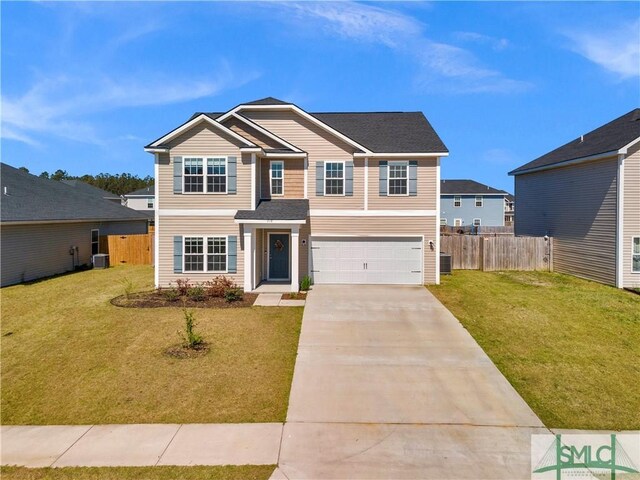 218 Herty Ln, Hinesville, GA 31313 - view of front of property featuring driveway, a garage, and central AC unit