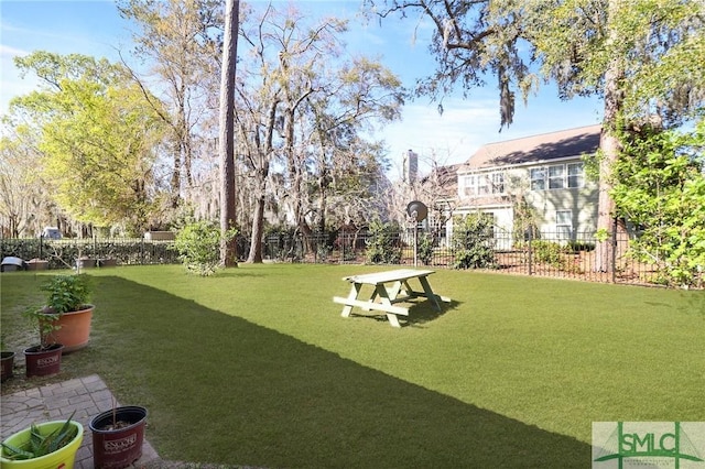view of yard featuring fence
