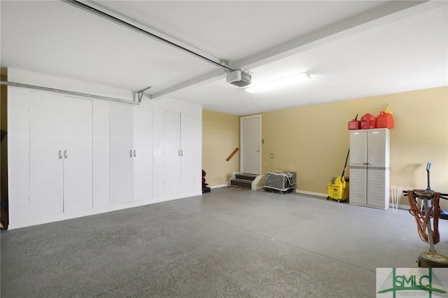 garage with a garage door opener