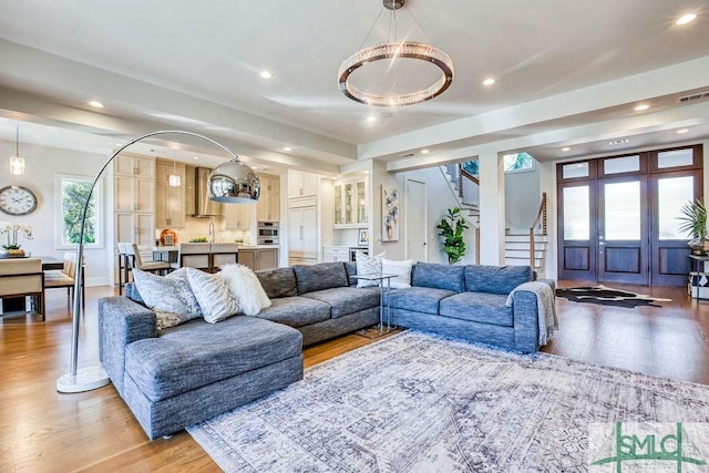 28 Delegal Rd, Savannah, GA 31411 - living area featuring stairs, recessed lighting, and light wood-type flooring