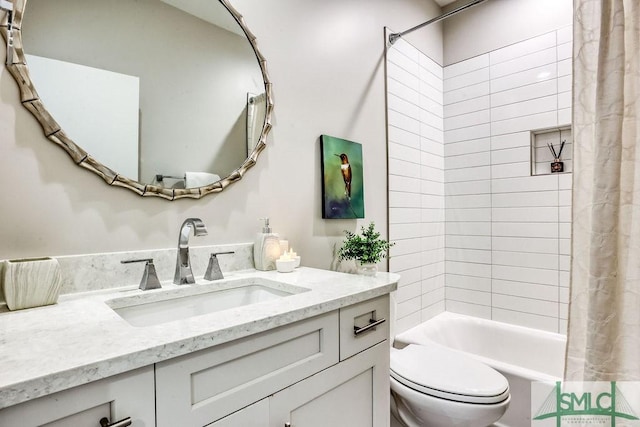 28 Delegal Rd, Savannah, GA 31411 - full bathroom with shower / bathtub combination with curtain, toilet, and vanity