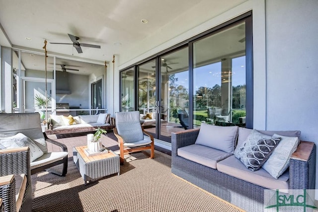 28 Delegal Rd, Savannah, GA 31411 - view of patio featuring an outdoor living space and a ceiling fan
