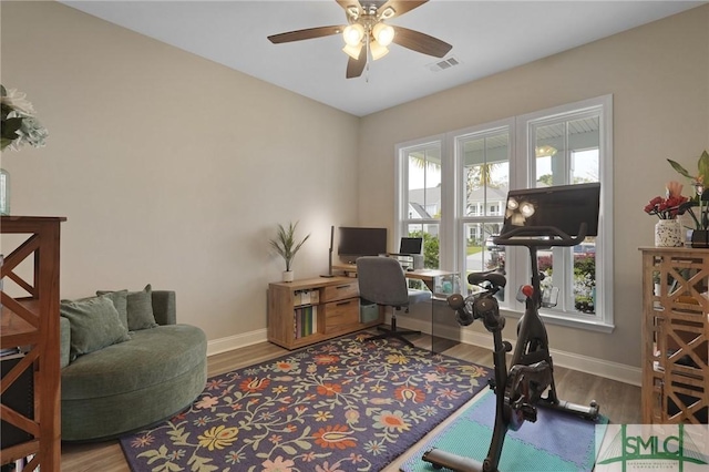 126 Canter Ct, Savannah, GA 31406 - home office with healthy amount of natural light, a ceiling fan, and baseboards