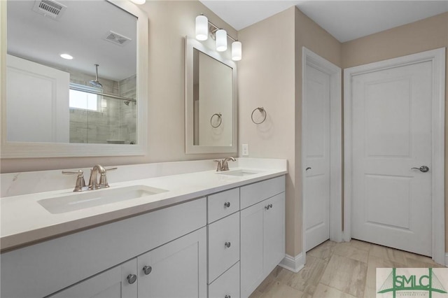 126 Canter Ct, Savannah, GA 31406 - bathroom with double vanity and a tile shower