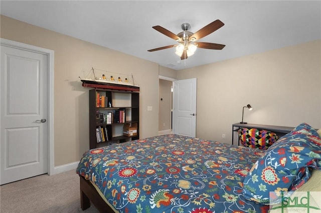 126 Canter Ct, Savannah, GA 31406 - carpeted bedroom with baseboards and a ceiling fan