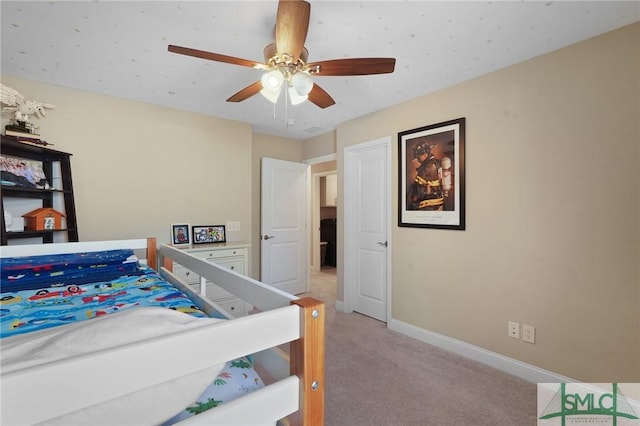 126 Canter Ct, Savannah, GA 31406 - bedroom featuring light carpet, baseboards, and ceiling fan