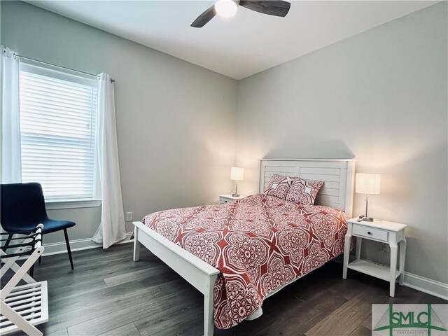 125 Long Creek Ln, Richmond Hill, GA 31324 - bedroom featuring dark wood-type flooring, baseboards, and ceiling fan