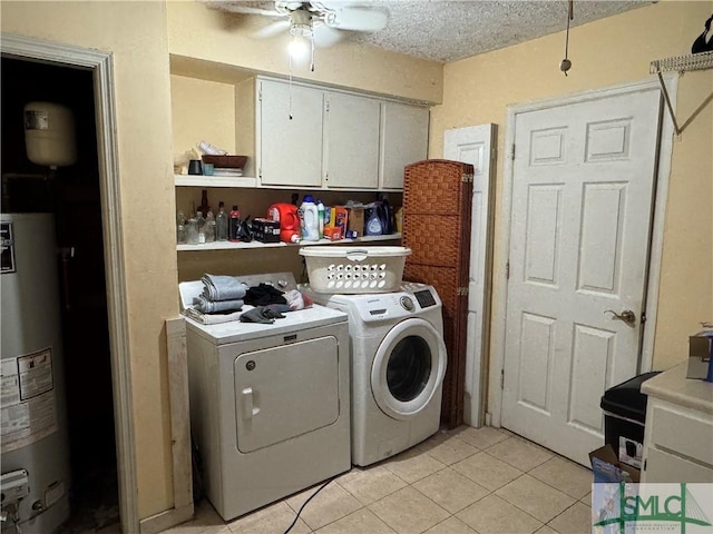 7313 Tropical Way, Savannah, GA 31410 - washroom featuring gas water heater, light tile patterned floors, separate washer and dryer, ceiling fan, and cabinet space